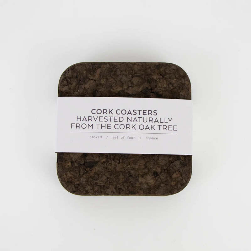 Square Smoked Cork Coasters – Set Of Four