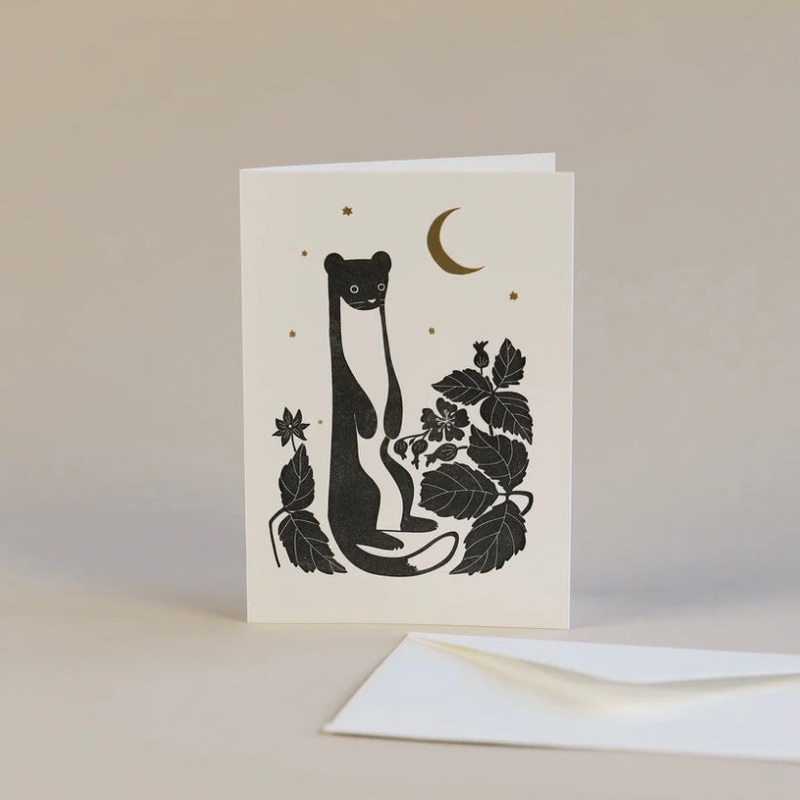 Weasel Letterpress and Gold Foil Card
