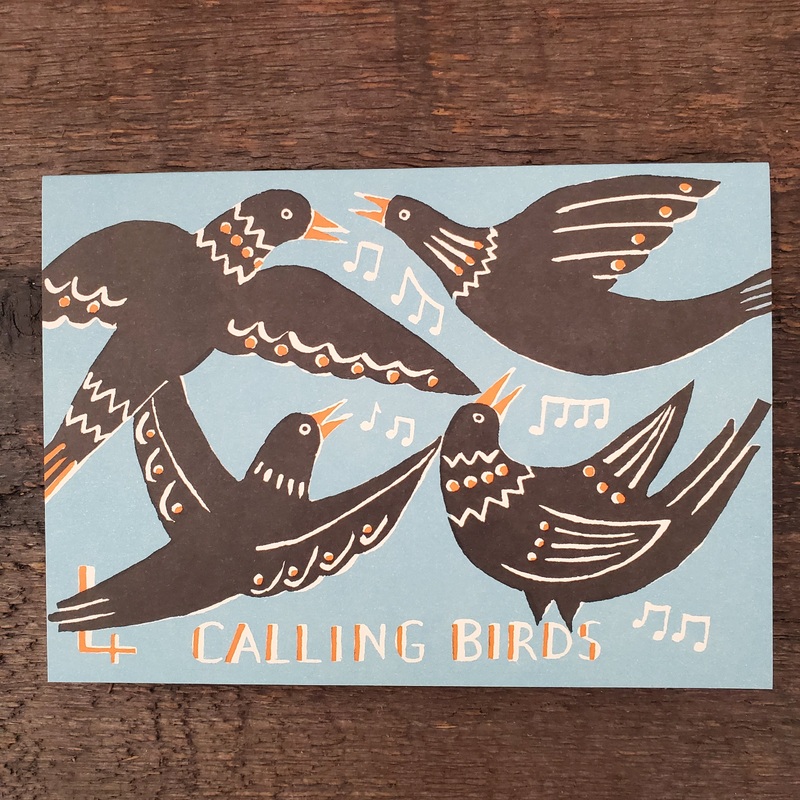 Four Calling Birds Card – Cambridge Imprint