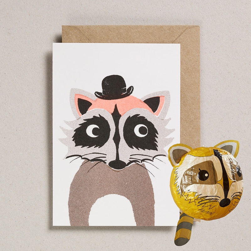 Paper Balloon Card – Raccoon