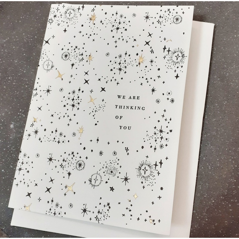 We are thinking of you Letterpress and Gold Foil Greetings Card