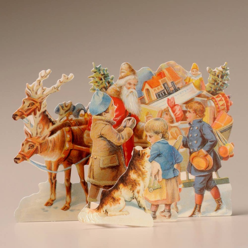 FATHER CHRISTMAS & CHILDREN 3D THEMED CHRISTMAS CARD