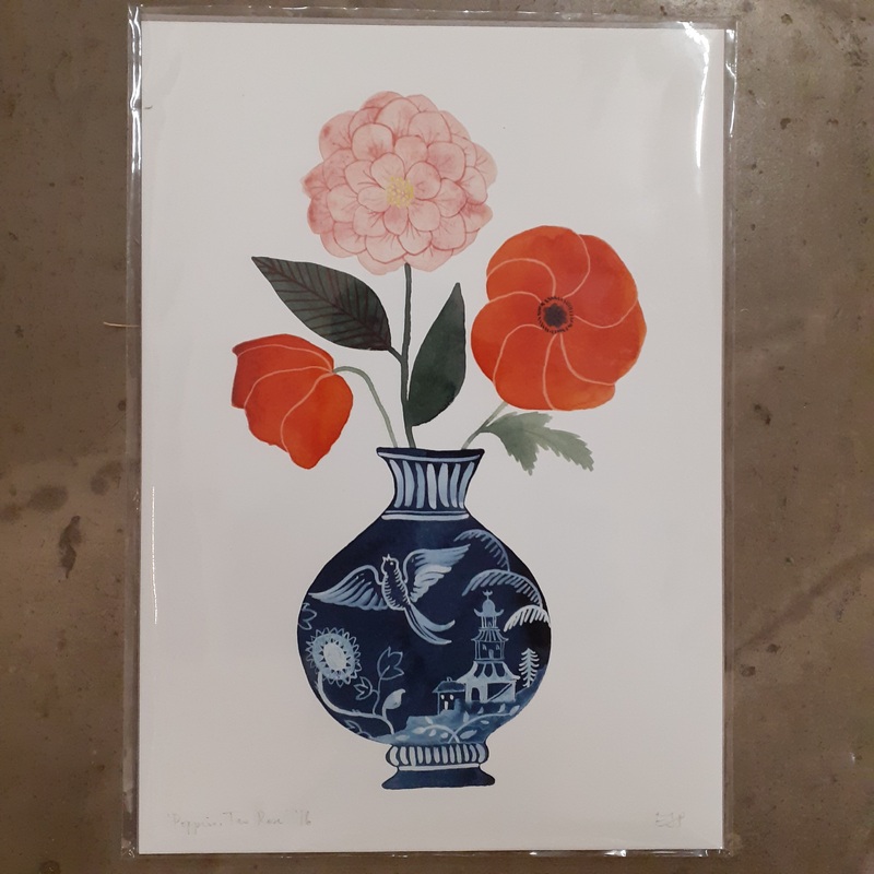 Poppies, Tea Rose A4 Art Print – Eleanor Percival