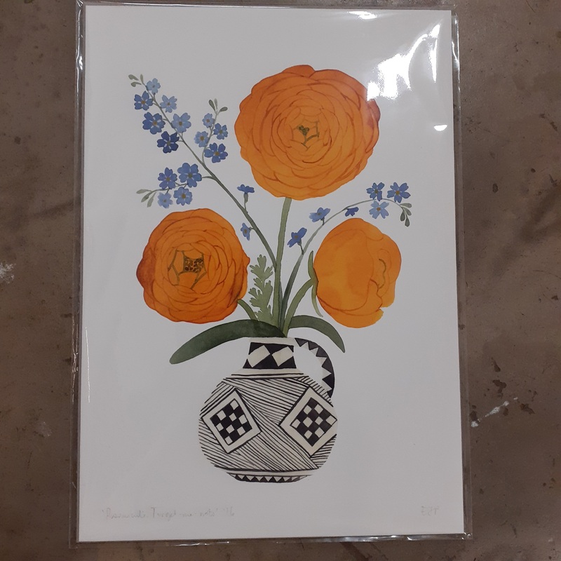 Ranunculi, Forget -me-nots A4 Art Print – Eleanor Percival