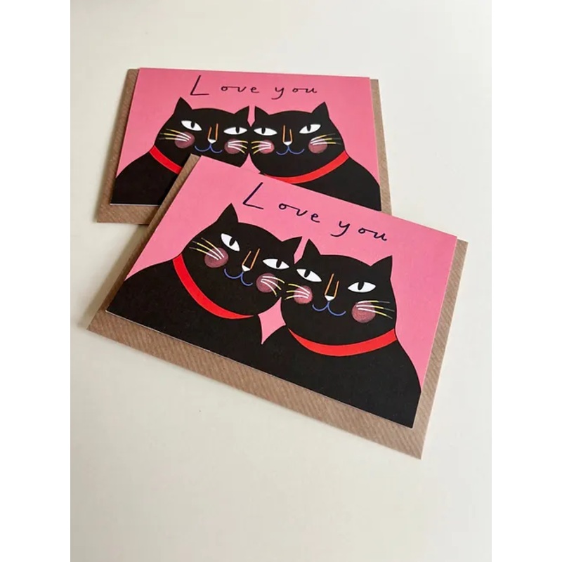 Love You Black Cats Eco Greeting Card