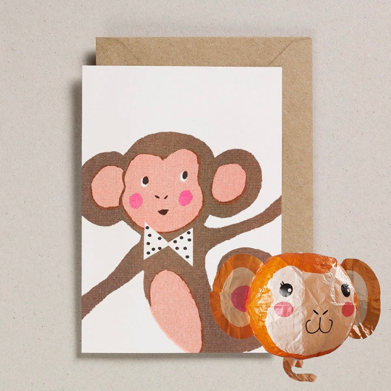 Paper Balloon Card – Monkey
