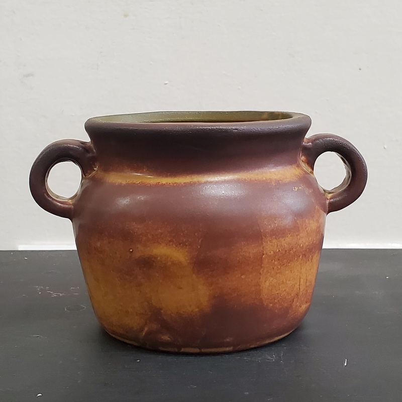 Stoneware Flower Pot – Mustard/Brown