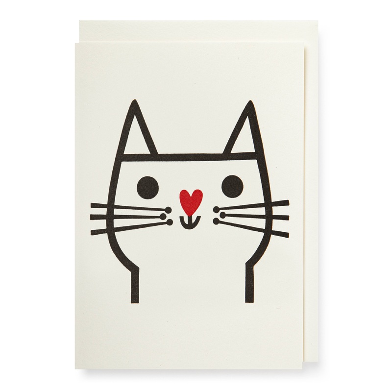 Cat with Heart Nose | Letterpress Cards | Small Cards