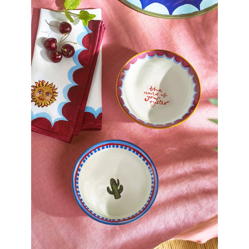 Eleanor Bowmer Set of 2 Cactus & Oyster Nibble Bowls