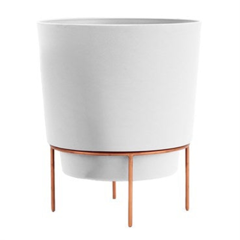 Bloem 10 Hopson Metal Stand Planter – Casper White