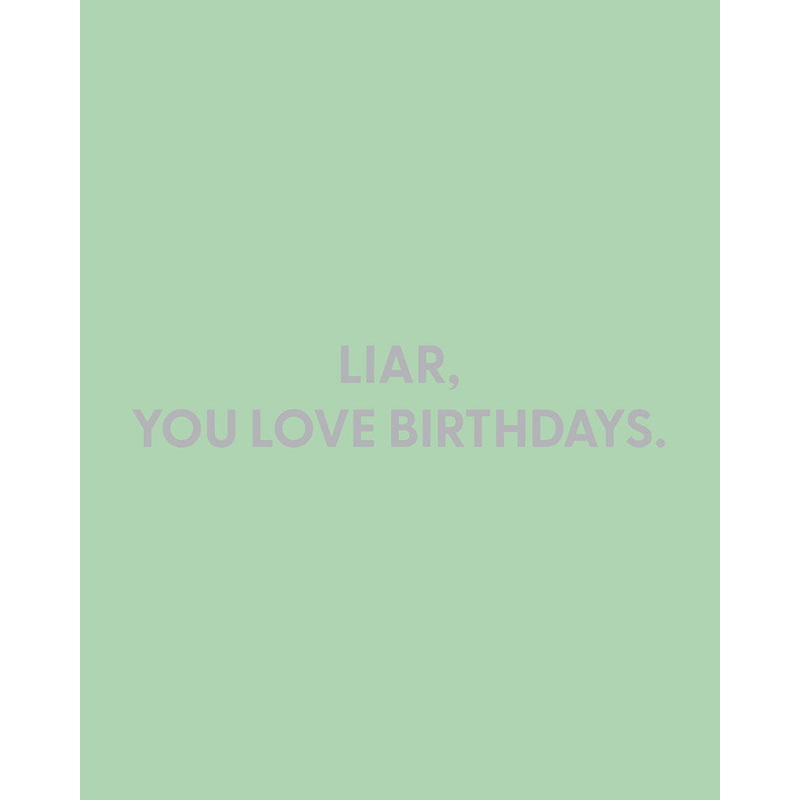 Liar, you love birthdays. – Greeting Card
