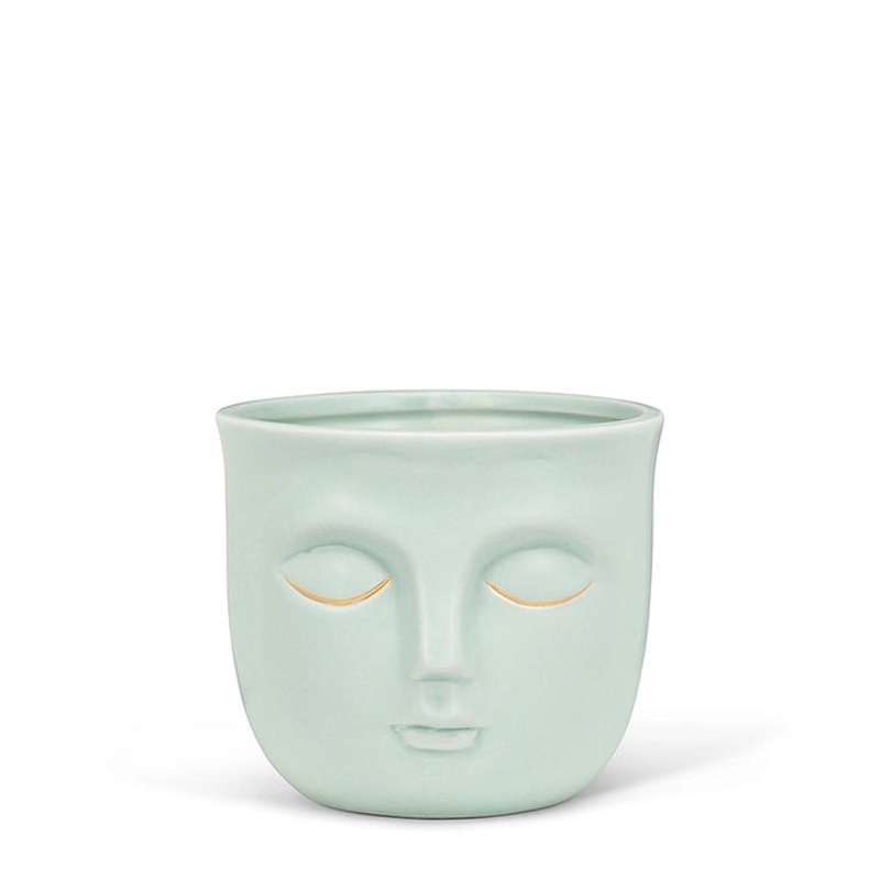 Small Sleeping Face Planter – Mint 3.5H