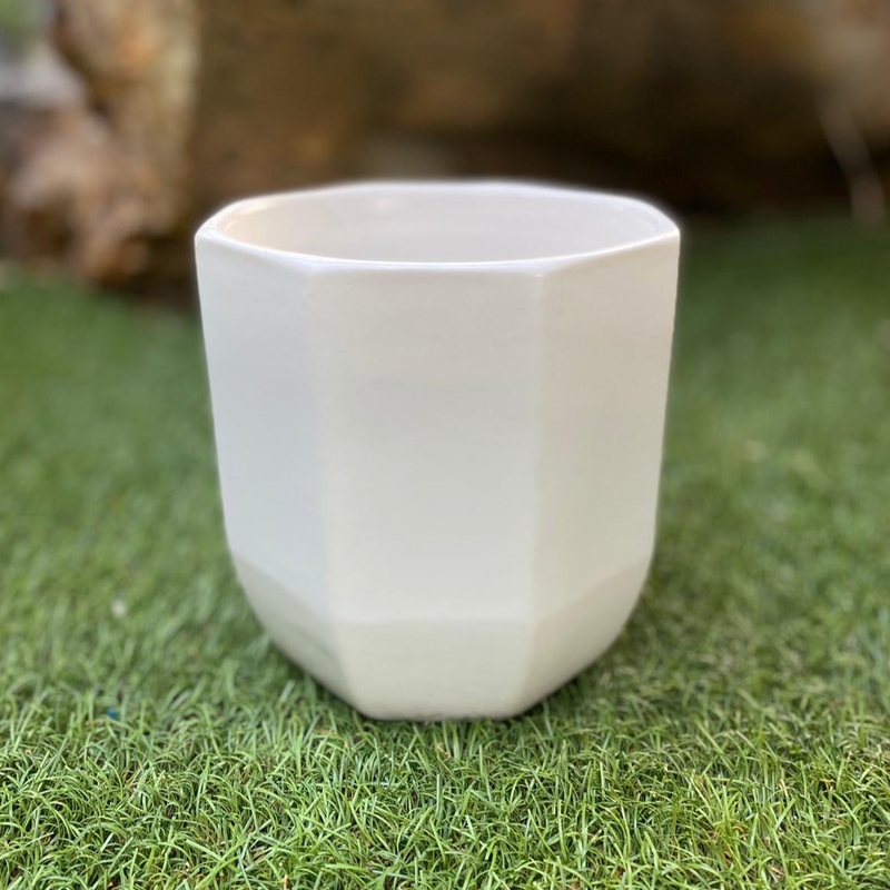 Ggssk White Octagen Ceramic Pot