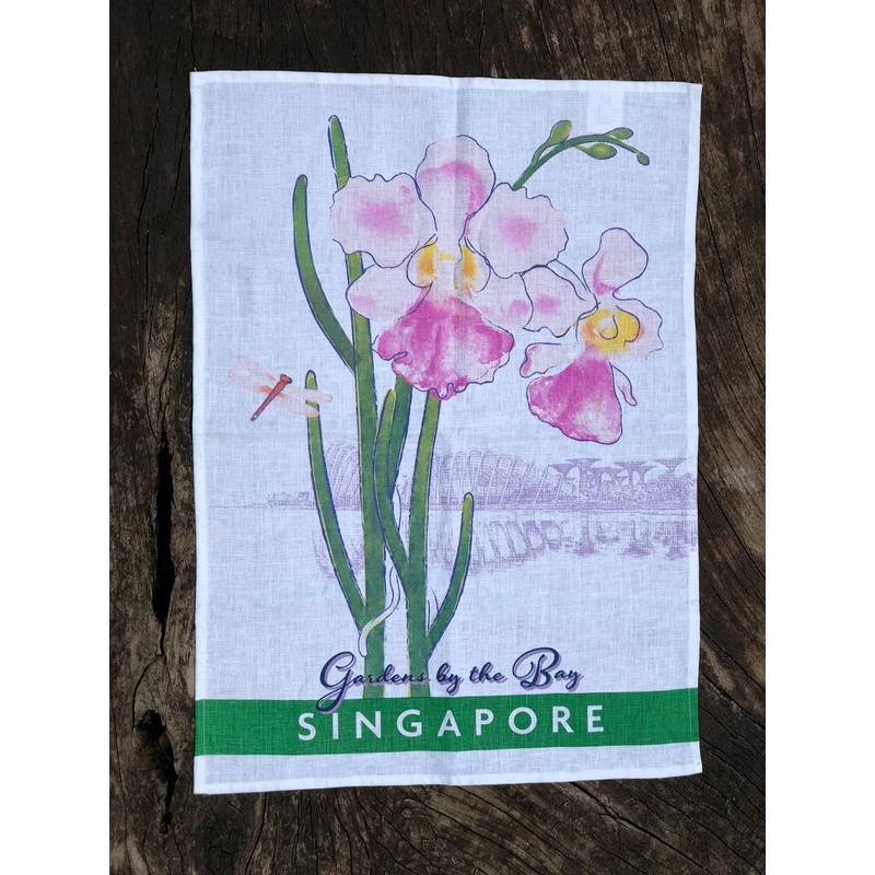 Mhwh Gardens Scenery with Vanda Miss Joaquim Tea Towel