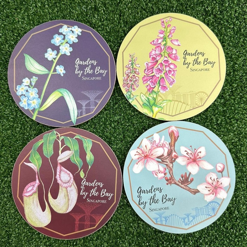 Mhwh Gardens by the Bay Set of 4 Flora Coaster