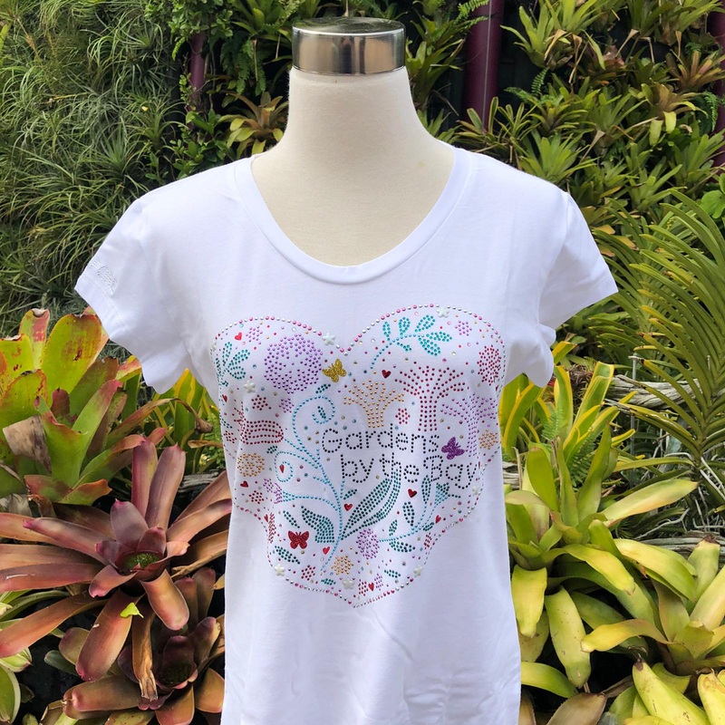 Mrtwlrt Floral Heart Shaped Ladies’ T-Shirt (White)