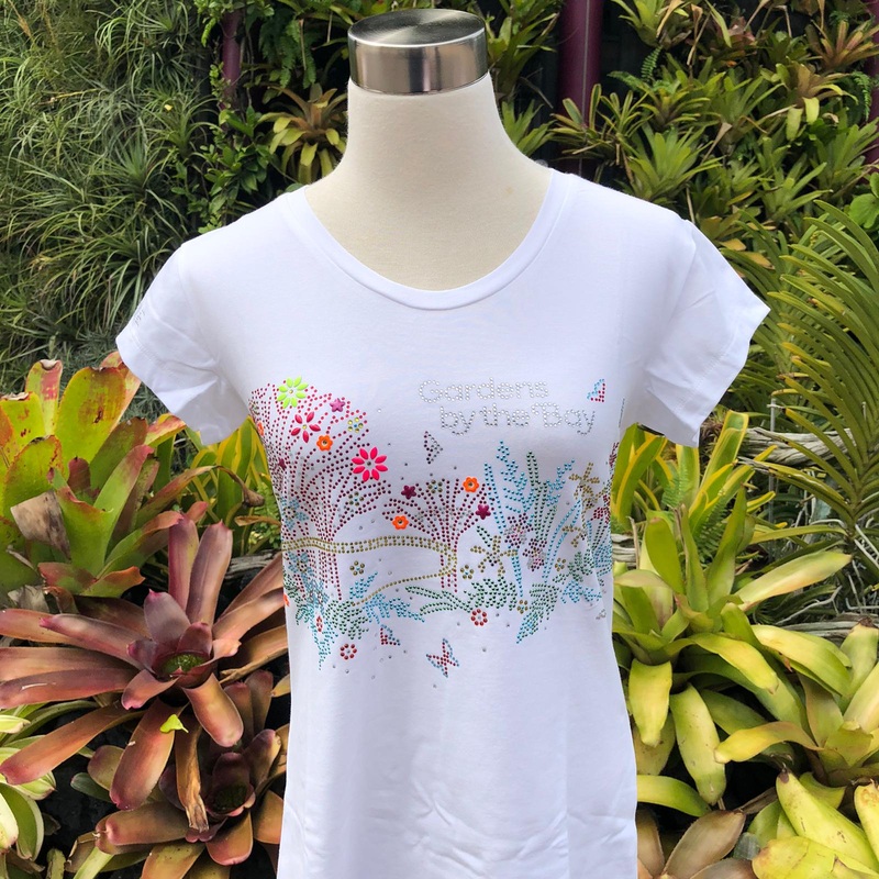 Mrtwlrt Supertrees Skyway with Floral and Fauna Ladies’ T-Shirt (White)