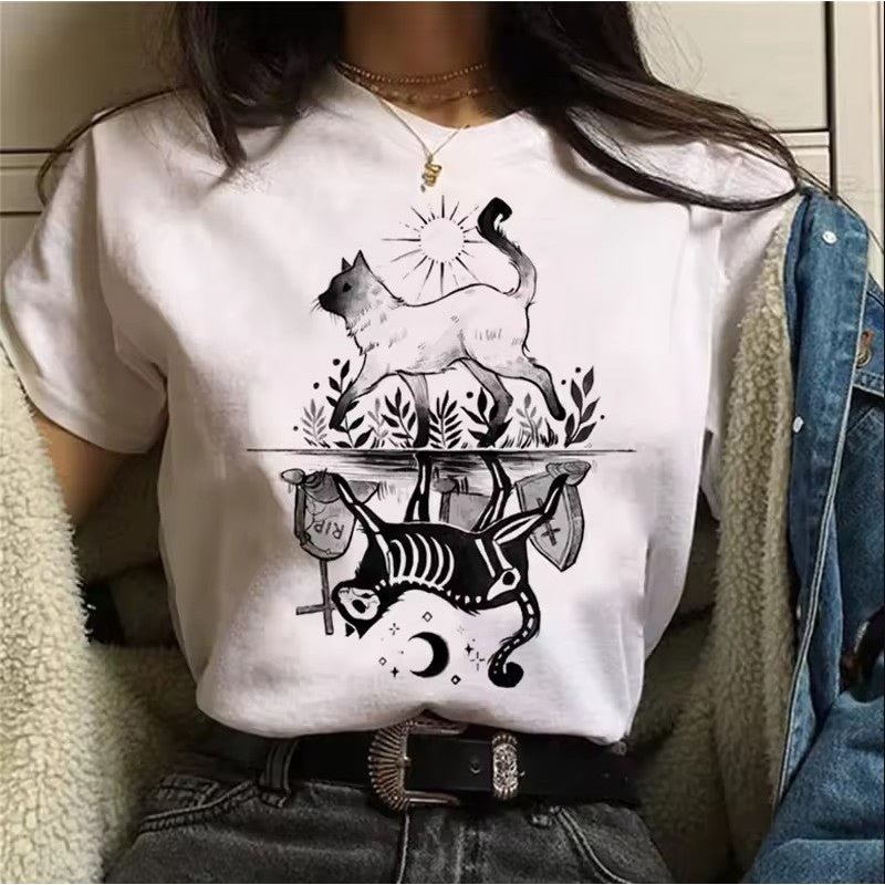 Life & Death Cat T-Shirt|X-Large|Large|Medium|Small