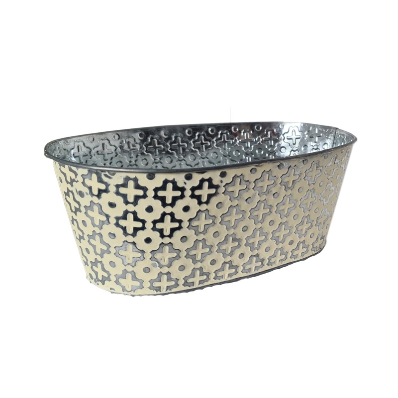 Zinc Aztec Tub Brushed Cream – 25cm