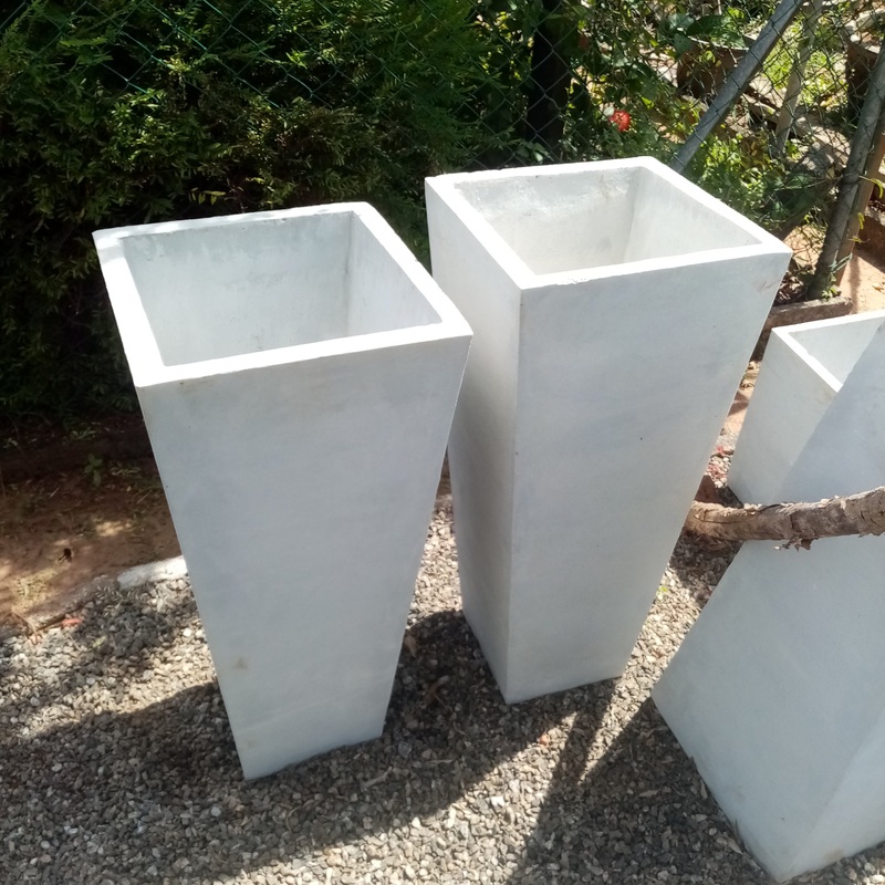 Titanium Finished Cement Angle Box Pot – 12x 12x 30