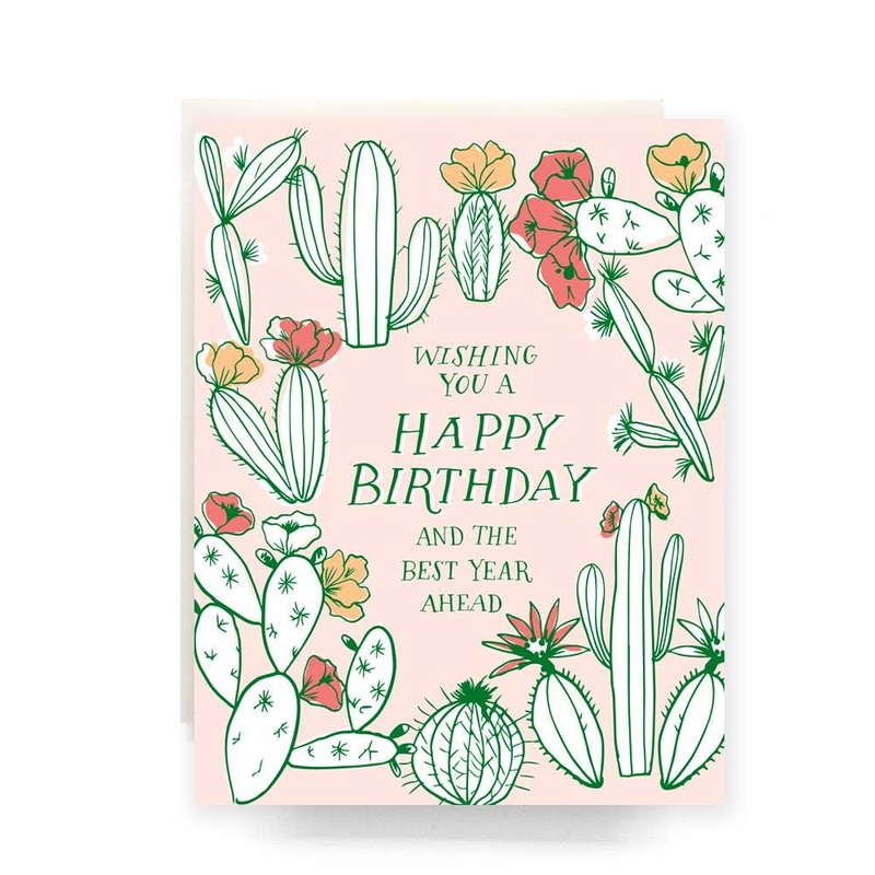 Happy Birthday & Best Year Ahead Cactus Greeting Card