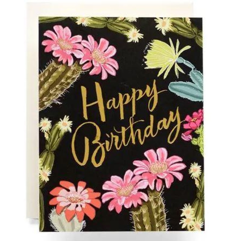 Happy Birthday Cactus Head Flower Plant Card