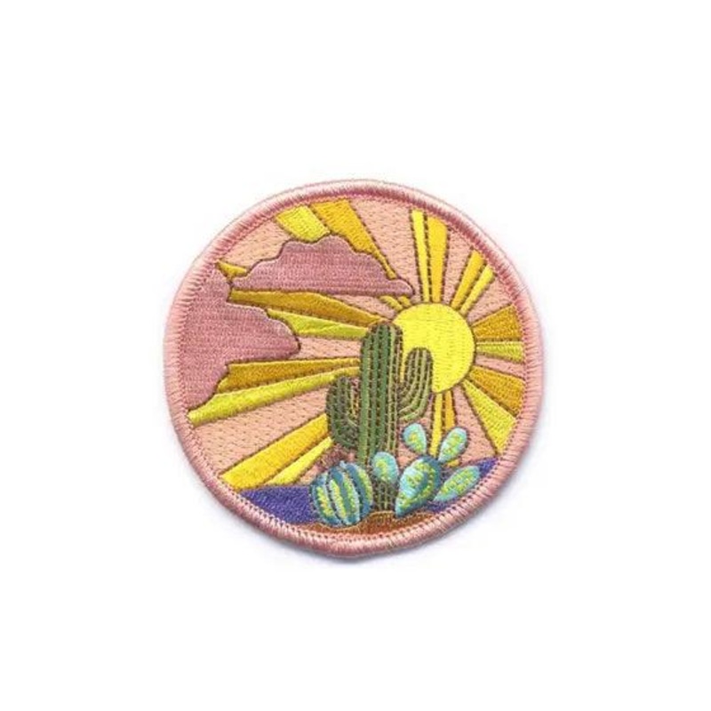 Sunset Cactus Iron On Embroidered Patch