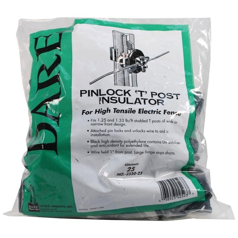PINLOCK INSULATOR FOR T-POSTS|BLACK