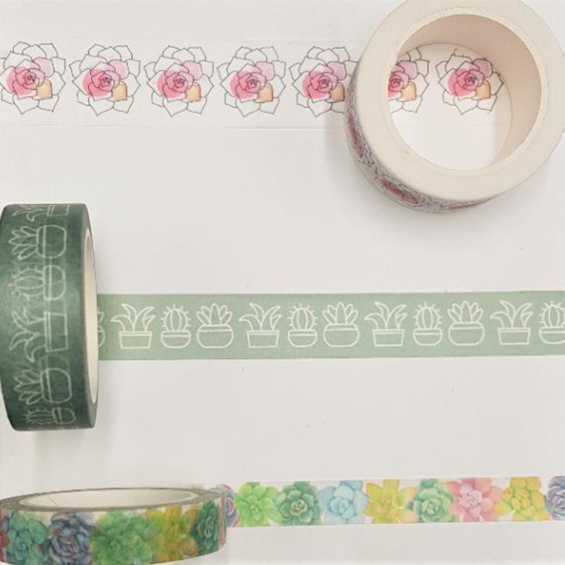 Washi tape with succulents – 3 different rolls