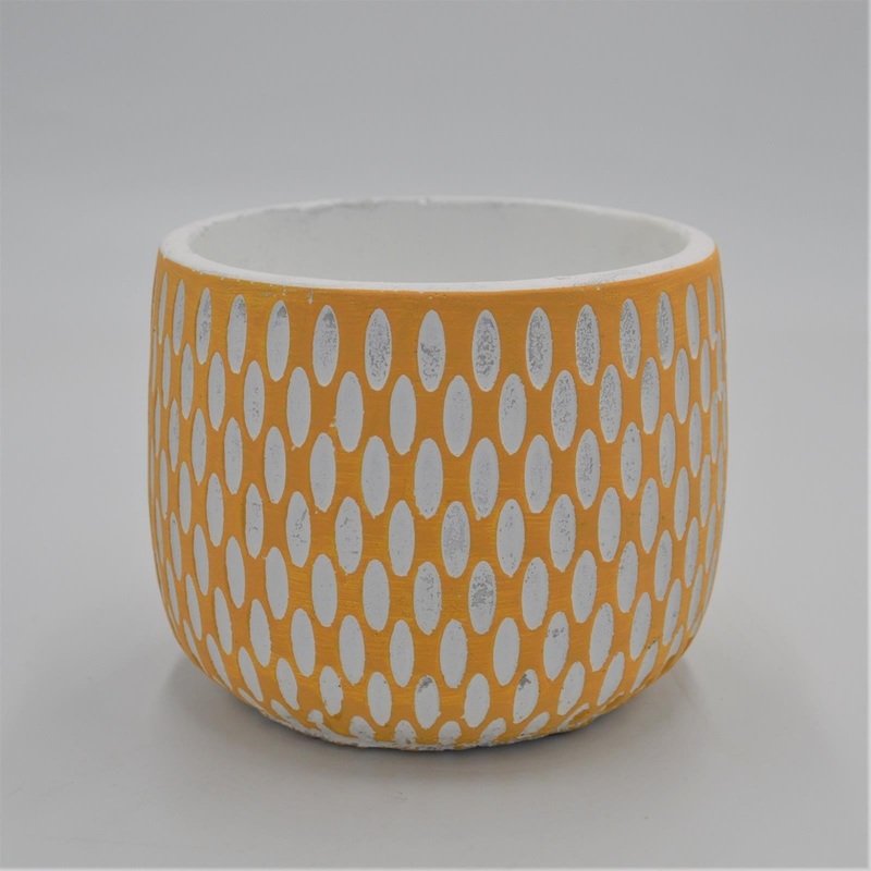 MARIE Yellow decorative pot with pattern for 10.5cm succulents