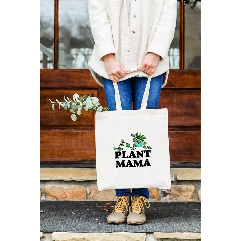 Plant Mama Tote Bag|Natural w/ Full Color|Natural