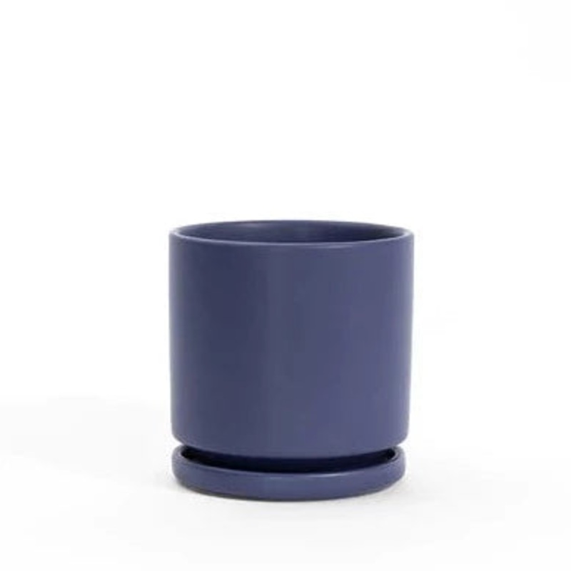 Periwinkle Cylinder Pot with Water Tray