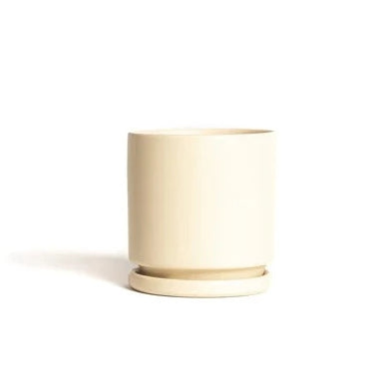 Almond Cylinder Pot with Water Tray