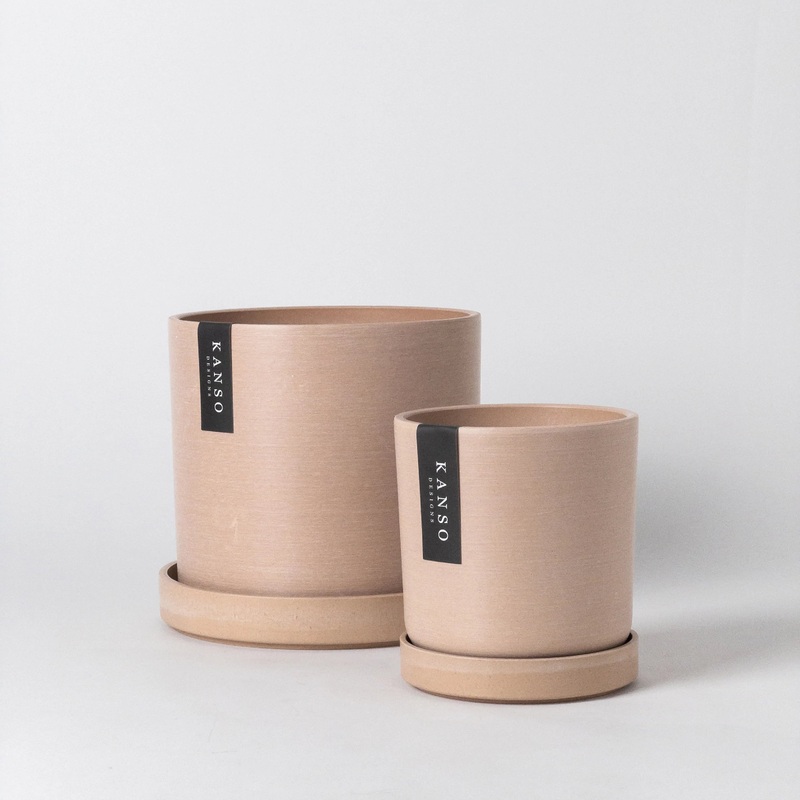 Muted Coral Smooth Finish Planter with Tray
