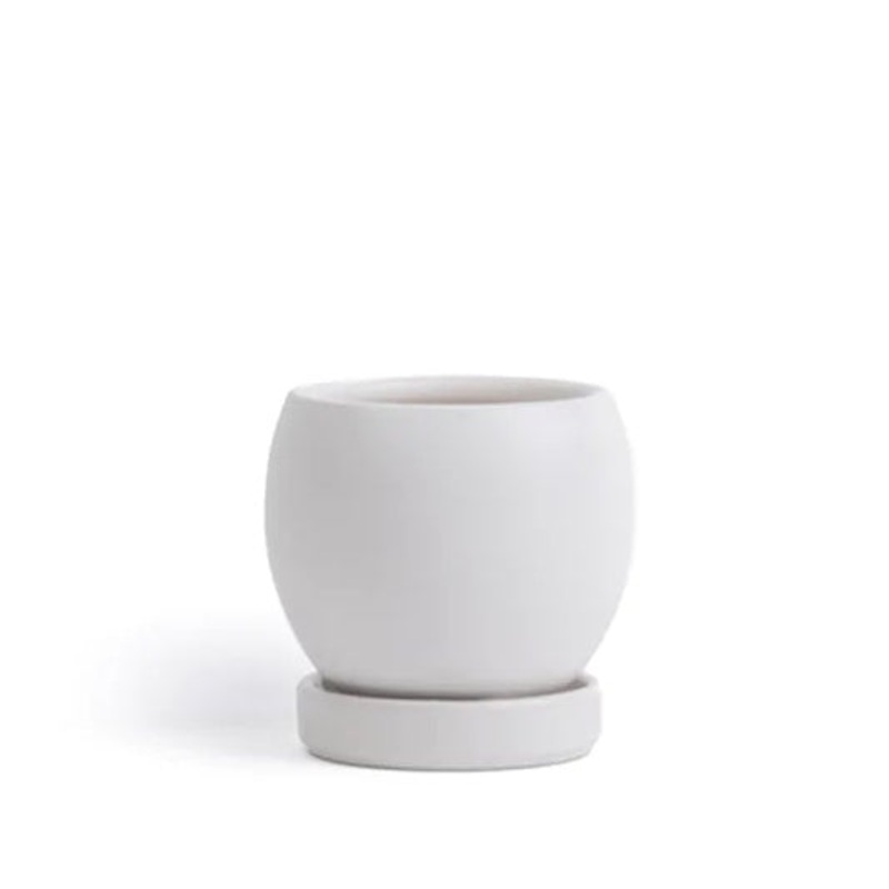 White Boll Pot with Water Saucer
