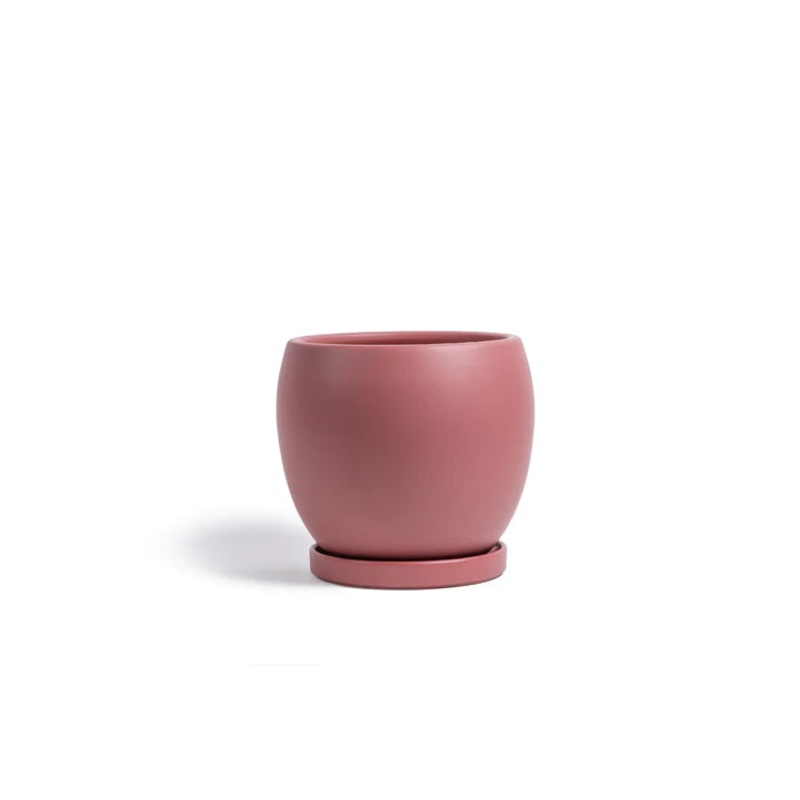 Dusty Rose Boll Pot with Water Saucer