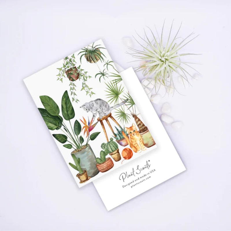Plants and Cats Greeting | Greeting Card