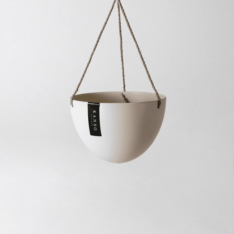 White Bamboo Hanging Planter|8 inch
