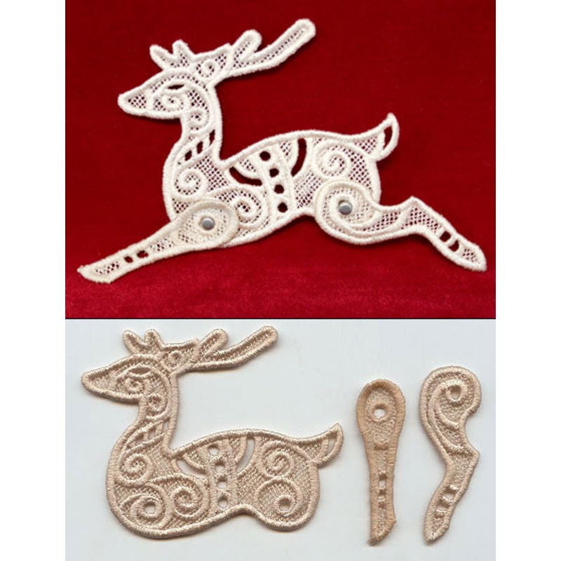 Dashing Reindeer (Lace)|3.35″ x 3.9″ / 85mm x 99mm