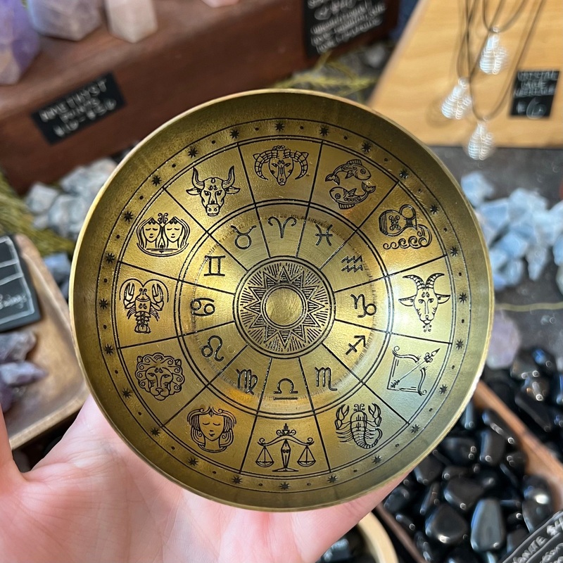 Zodiac Wheel Brass Bowl
