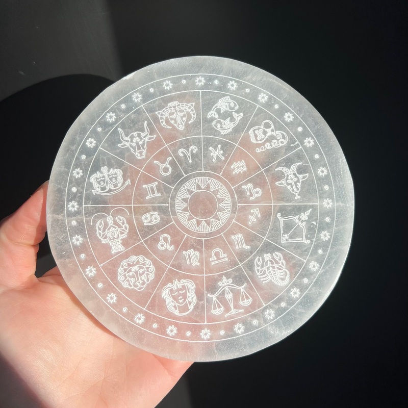 Zodiac Wheel Selenite Charging Plate