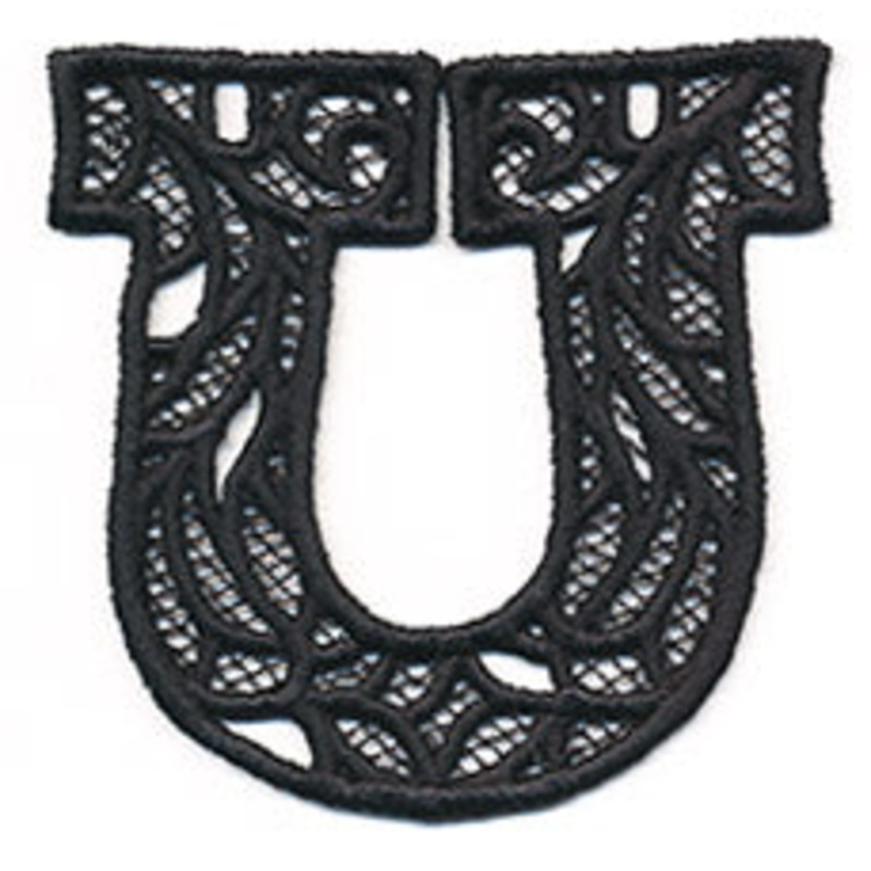 Bunting Letter U (Lace)|2.95″ x 3.39″ / 75mm x 86mm