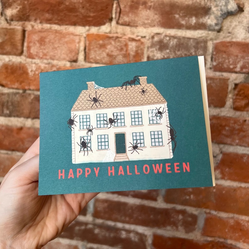 Halloween Spider House Greeting Card