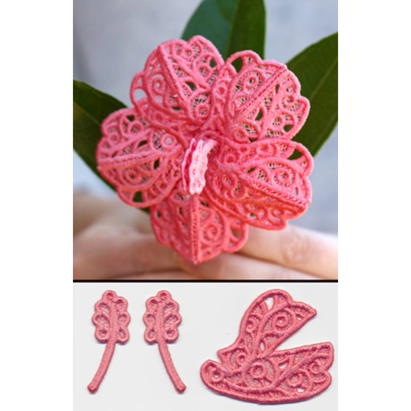 Blooming Hibiscus (Lace)|2.48″ x 2.17″ / 63mm x 55mm