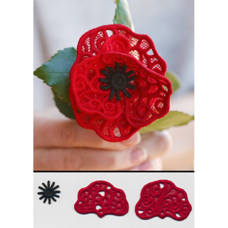 Blooming Poppy (Lace)|1.93″ x 2.8″ / 49mm x 71mm