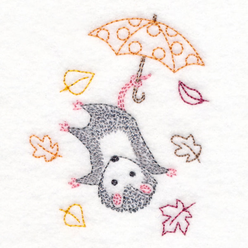 Blustery Autumn Opossum|2.99″ x 2.4″ / 76mm x 61mm