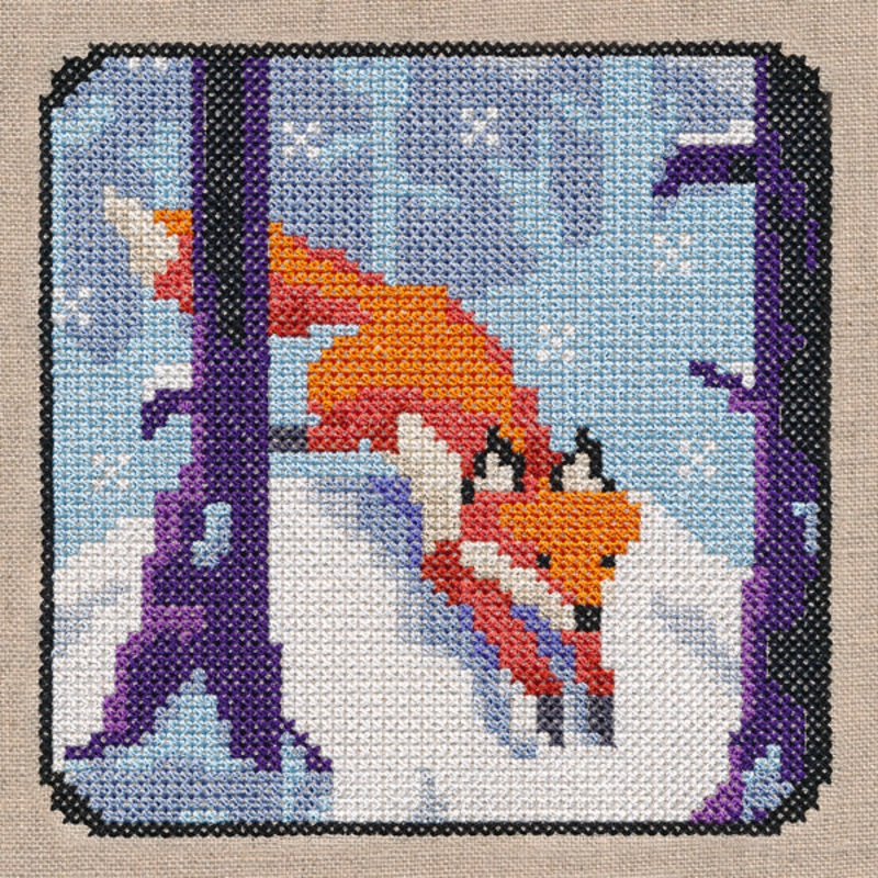 Fox Frolic (Cross Stitch)|4.88″ x 4.88″ / 124mm x 124mm