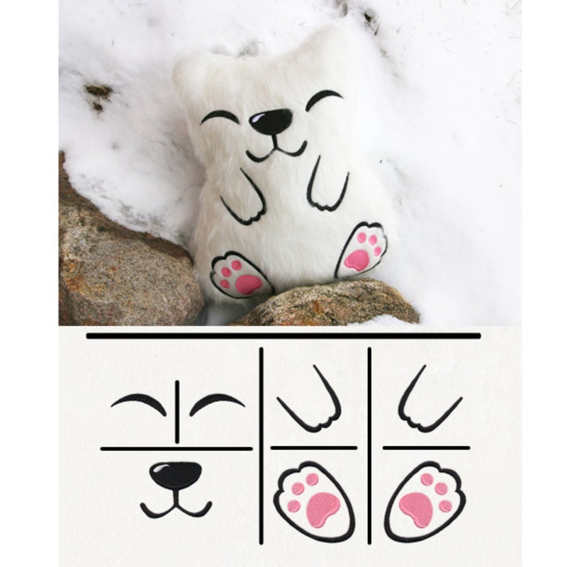 Polar Bear Plush Kit|3.82″ x 3.7″ / 97mm x 94mm