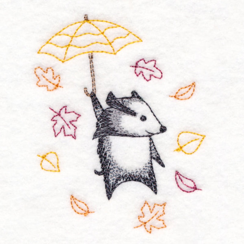 Blustery Autumn Badger|3.27″ x 2.68″ / 83mm x 68mm