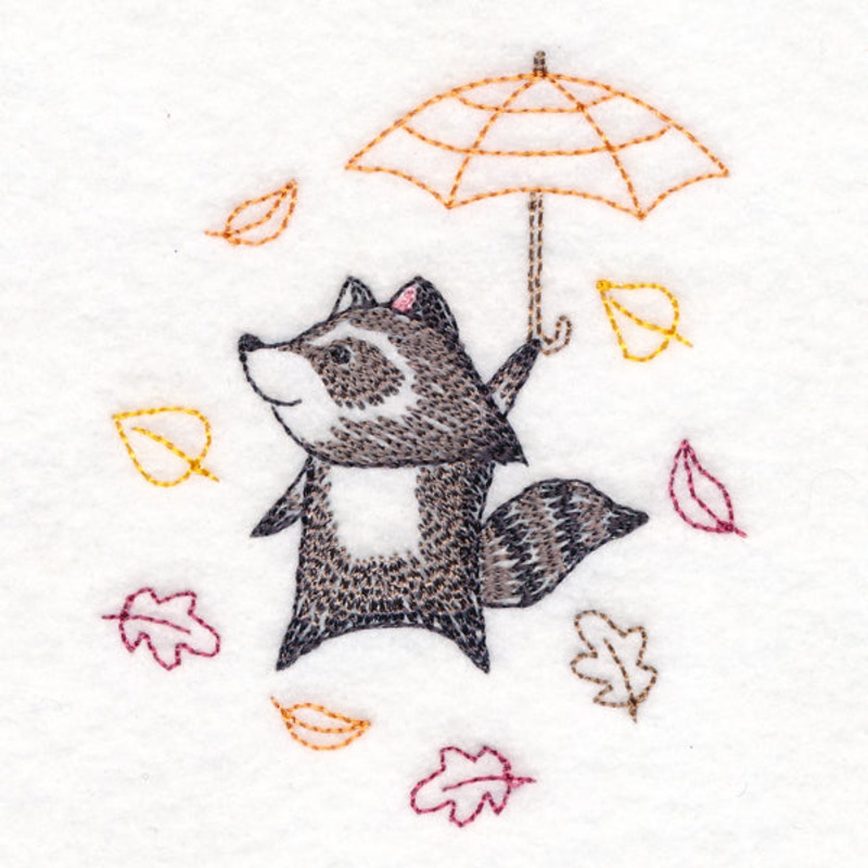 Blustery Autumn Raccoon|3.27″ x 2.72″ / 83mm x 69mm